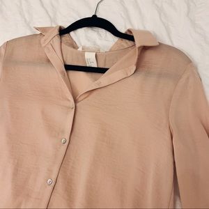 H&M Blush-coloured Silky Button-Down